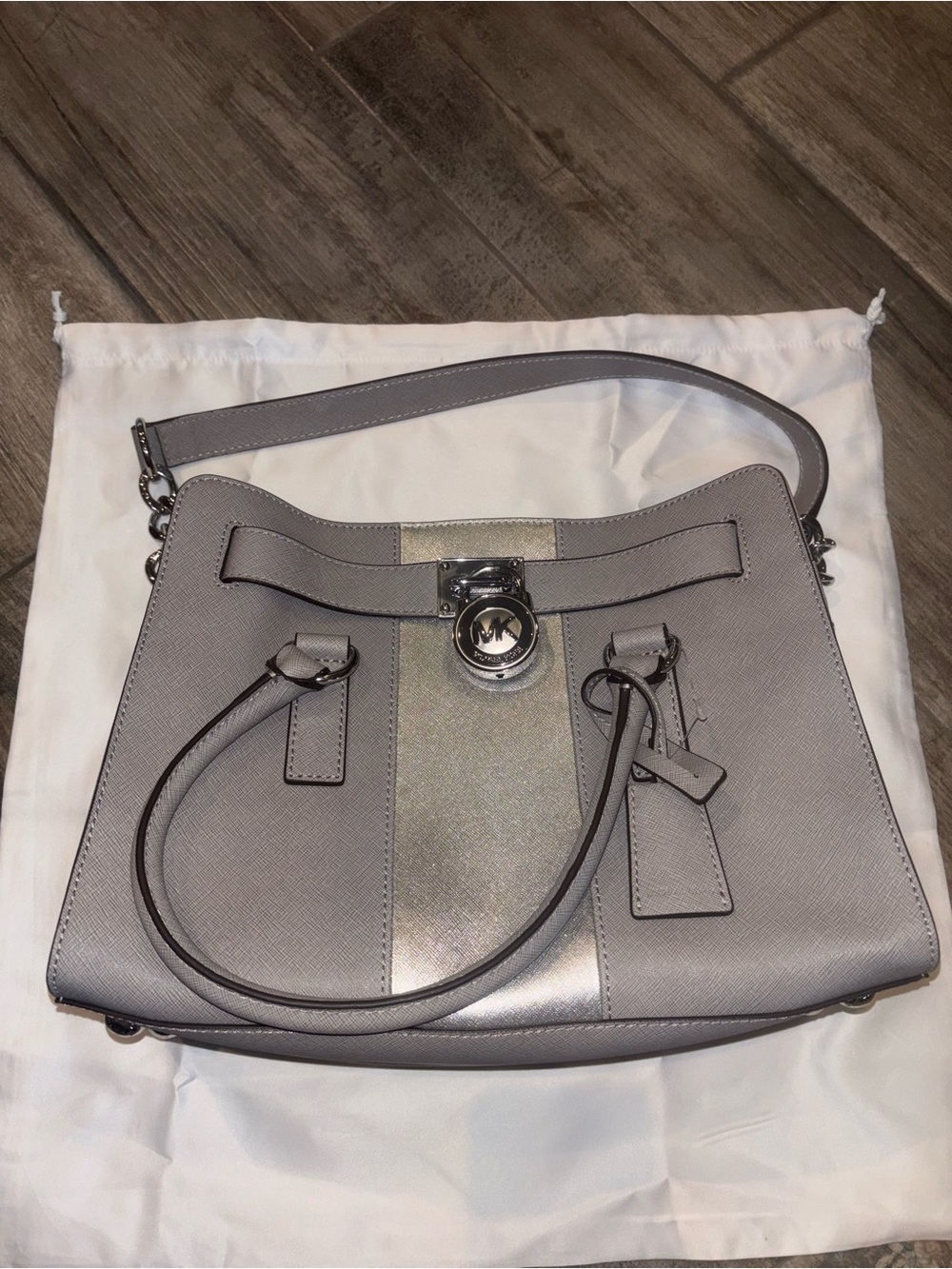 Michael Kors Gray Saffiano Leather Shoulder Bag